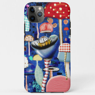 Capa Para iPhone 11 Pro Max cogumelos azul-marinho