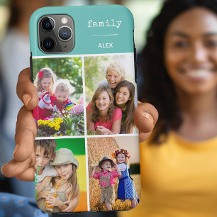 Capa Para iPhone 11 Pro Max Colagem de Fotografias do Teal 4 da Família Person