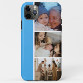 Capa Para iPhone 11 Pro Max Colagem de Fotos da Família azul 4 Fotos