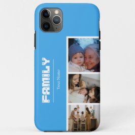 Capa Para iPhone 11 Pro Max Colagem de Fotos da Família azul 4 Fotos