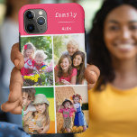 Capa Para iPhone 11 Pro Max Colagem de Fotos da Família Cor-de-Rosa 4 Imagem<br><div class="desc">Crie sua própria Capa de telefone personalizada para iphone 11 pro max e muitos outros modelos. O design apresenta uma colagem de fotos em estilo grade com 4 de suas fotos favoritas, seu nome e a palavra "família". O modelo de foto está configurado pronto para que você adicione suas fotos,...</div>