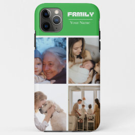 Capa Para iPhone 11 Pro Max Colagem de Fotos da Família VERDE 4 Fotos