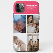 Colagem de Fotos de Família Rosa 4 Fotos