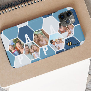Capa Para iPhone 11 Pro Max Colagem de Fotos em Honeycomb Papa ou 4 Nome da Le