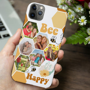 Capa Para iPhone 11 Pro Max Colagem de Fotos Mel 6 Abelha Feliz