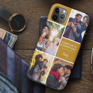 Capa Para iPhone 11 Pro Max Colagem de Fotos Múltiplas Citação Positiva Mostar