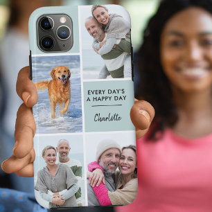 Capa Para iPhone 11 Pro Max Colagem de Fotos Personalizada de 4 com Seafoam de