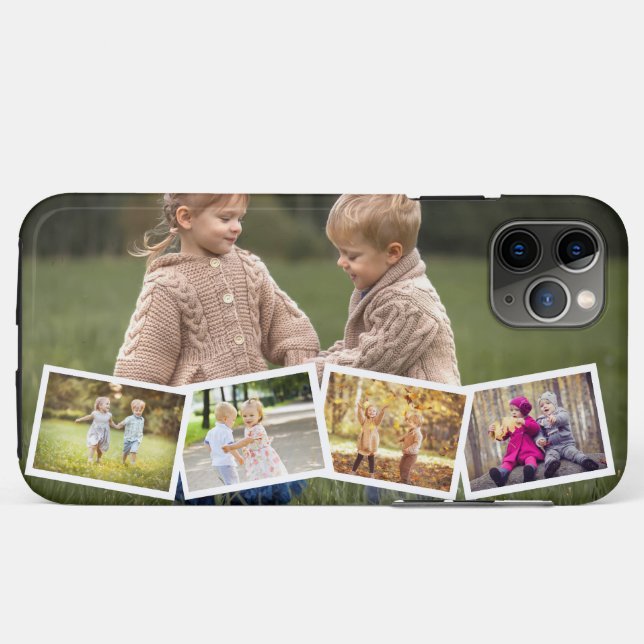 Capa Para iPhone 11 Pro Max Colagem Horizontal Zig Zag de 5 Fotos (Verso (horizontal))
