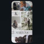 Capa Para iPhone 11 Pro Max Colagem Personalizada de Fotografias em Branco Per<br><div class="desc">Colagem Personalizada de Fotos em Branco Personalizada 4 com Monograma Carta e nome Iniciais ou texto personalizado. Faz um presente moderno de na moda para familiares, mães, pais, avós e muito mais. Um presente que eles irão valorizar com suas fotografias pensativas de crianças, família ou animais de estimação! Maleta telefônica...</div>