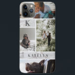 Capa Para iPhone 11 Pro Max Colagem Personalizada de Fotografias em Branco Per<br><div class="desc">Colagem Personalizada de Fotos em Branco Personalizada 4 com Monograma Carta e nome Iniciais ou texto personalizado. Faz um presente moderno de na moda para familiares, mães, pais, avós e muito mais. Um presente que eles irão valorizar com suas fotografias pensativas de crianças, família ou animais de estimação! Maleta telefônica...</div>