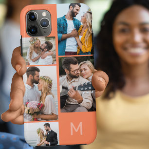 Capa Para iPhone 11 Pro Max Colar de 5 Fotos Laranja Monogramado