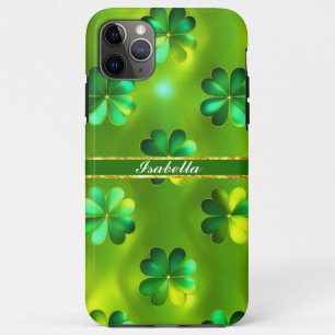 Capa Para iPhone 11 Pro Max Coleção de Listas do Clover Verde 4 Popular