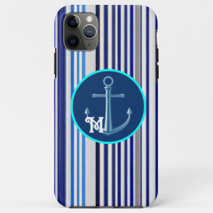 Capa Para iPhone 11 Pro Max Coleção Trendy Summer Marinho Blue Boat Strips