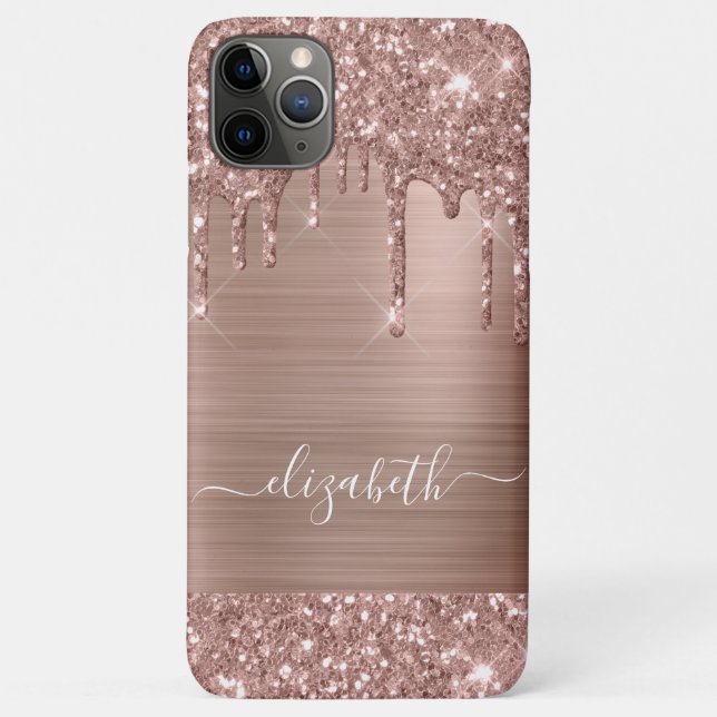 Capa Para iPhone 11 Pro Max Coleta de Rosa Dourada de Discagem Personalizada (Verso)