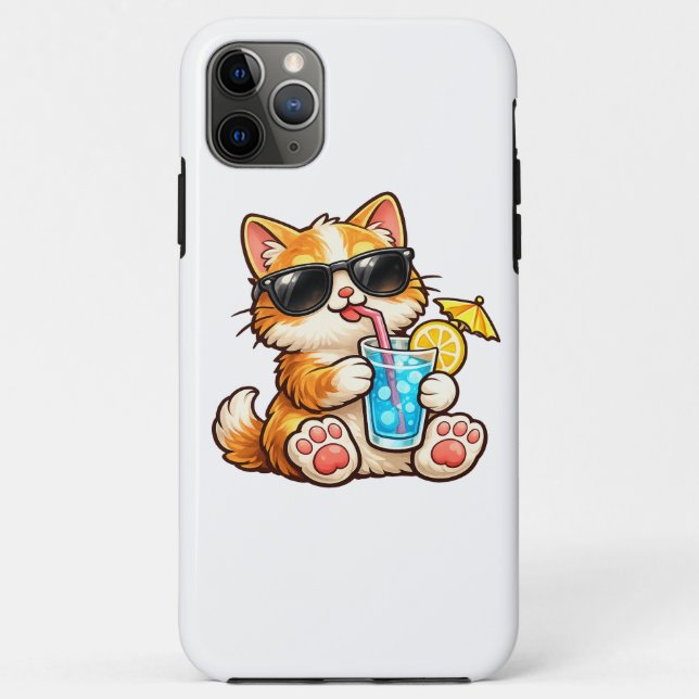 Capa Para iPhone 11 Pro Max Cool Summer Cat (Verso)