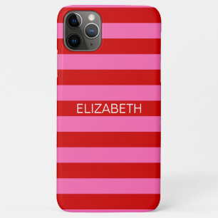 Capa Para iPhone 11 Pro Max Cor de rosa quente nº 2, monograma de nome de dis