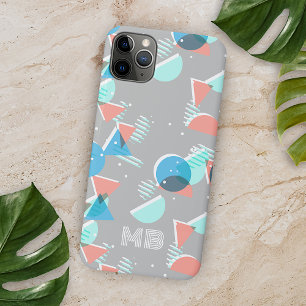 Capa Para iPhone 11 Pro Max Coral Aqua Azul Cinza Verde Padrão de Arte do Sécu