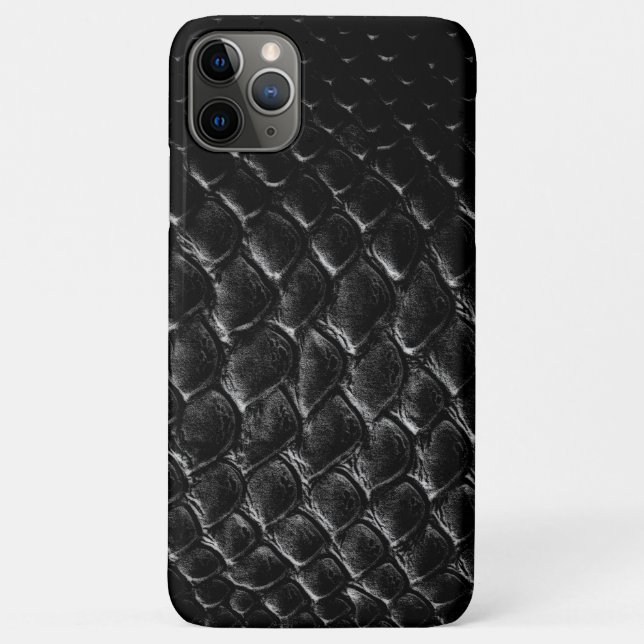 Capa Para iPhone 11 Pro Max Crocodilo Preto Moderno (Verso)