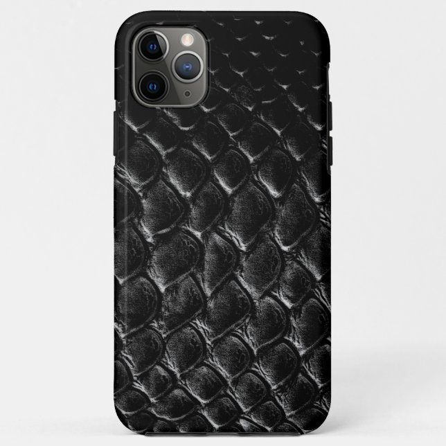 Capa Para iPhone 11 Pro Max Crocodilo Preto Moderno (Verso)