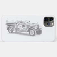 desenho a lápis de caminhão de bombeiros vintage