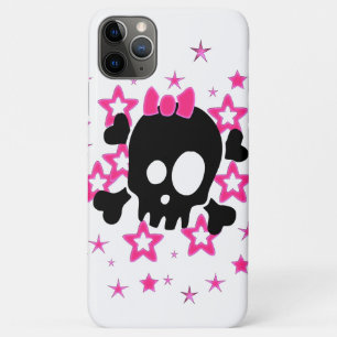 Capa Para iPhone 11 Pro Max Desenho Animado Caveira Preta Feminina Branco