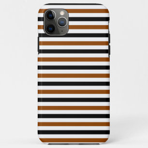 Capa Para iPhone 11 Pro Max Desenho de listras marrons pretas e brancas