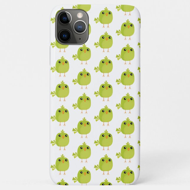 Capa Para iPhone 11 Pro Max Desenho de Pássaro Verde   (Verso)