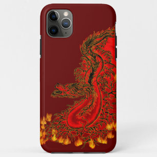 Capa Para iPhone 11 Pro Max Design de ouro e vermelho do Dragão da China