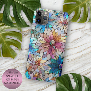 Capa Para iPhone 11 Pro Max Deslumbrante padrão de arte floral em vidro irides