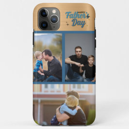 Capa Para iPhone 11 Pro Max Dia dos Pais! 3 Colagem de Fotos Tendências Azul D