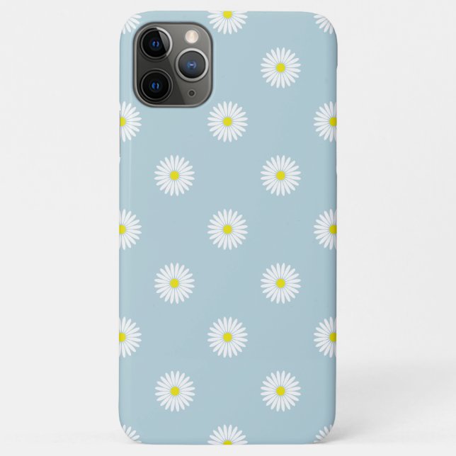 Capa Para iPhone 11 Pro Max Disies - Padrão Ilustrativo no Azul Pálido (Verso)