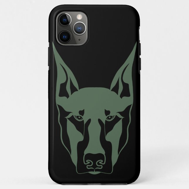 Capa Para iPhone 11 Pro Max Doberman verde do exército  (Verso)