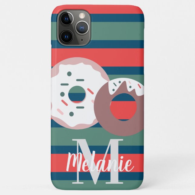Capa Para iPhone 11 Pro Max Donuts e Listras de Natal (Verso)