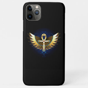 Capa Para iPhone 11 Pro Max Dourada Ankh com Asas