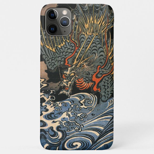 Capa Para iPhone 11 Pro Max Dragão na Arte Japonesa do Mar (Verso)