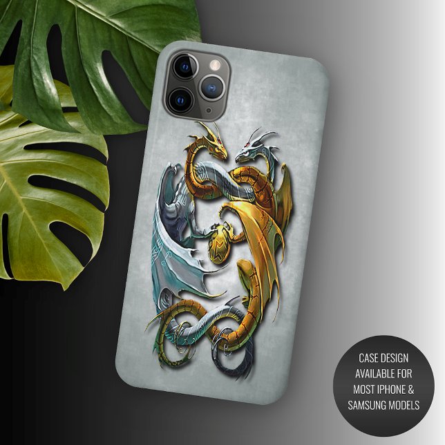 Capa Para iPhone 11 Pro Max Dragões Celtas Mitológicos Arte de Tatuagem Fantas (Criador carregado)