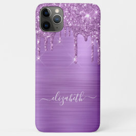 Capa Para iPhone 11 Pro Max Drives de Glitter Roxos Personalizados