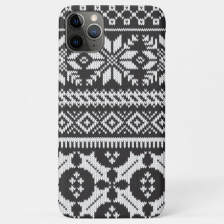 Capa Para iPhone 11 Pro Max Edulcorador de Isle Knit, Feira Branca, Preta