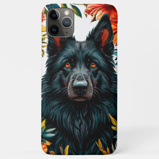 Capa Para iPhone 11 Pro Max 🐶 Elegant Black Dog Portrait Pet Lover Style 📱💫