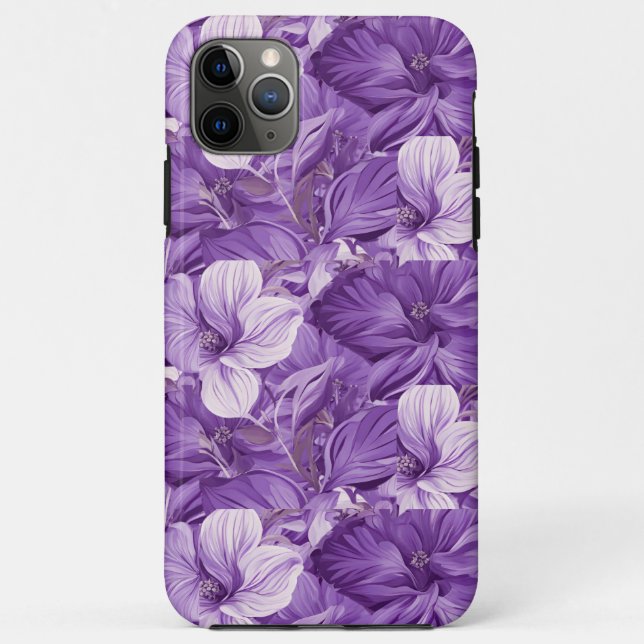 Capa Para iPhone 11 Pro Max Elegant floral pattern in purple tones (Verso)