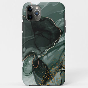 Capa Para iPhone 11 Pro Max Emerald Green e Dourado Marble, Fundo Marble