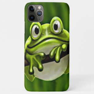 Capa Para iPhone 11 Pro Max Engraçado Adorável Sapo Verde Sorridente Em Árvore