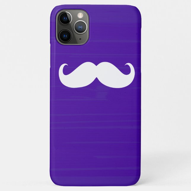 Capa Para iPhone 11 Pro Max Engraçado bigode branco em fundo roxo escuro (Verso)