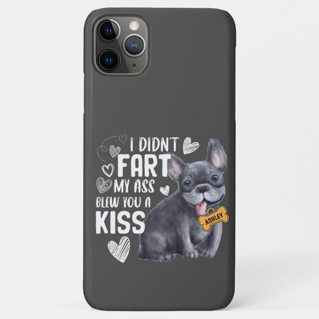 Capa Para iPhone 11 Pro Max Engraçado Buldogue Francês Fart Kiss Legal Lover (Verso)
