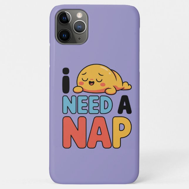 Capa Para iPhone 11 Pro Max Engraçado Precisa de uma Soneca Desenho Animado Fo (Verso)