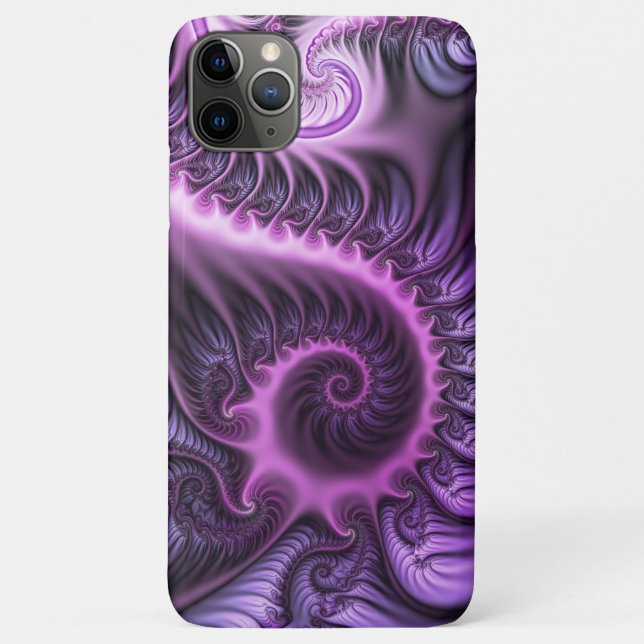 Capa Para iPhone 11 Pro Max Espiral De Arte Fractal, Roxal, Rosa-Legal, vívida (Verso)