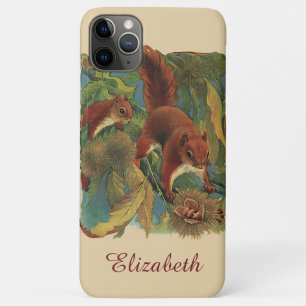Capa Para iPhone 11 Pro Max Esquilos Vintage, Criaturas da Floresta, Animais S