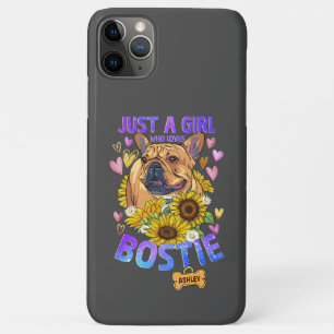 Capa Para iPhone 11 Pro Max Estojo de Menina Fofa Ama Boston Terrier Girassol