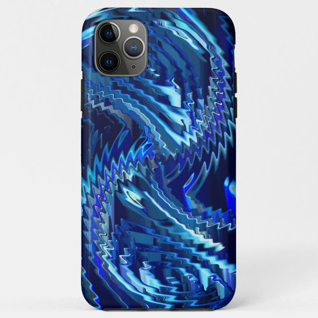 Capa Para iPhone 11 Pro Max Estrela azul ondulada com traçados em ziguezague (Verso)