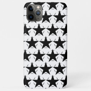 Capa Para iPhone 11 Pro Max Estrelas Pretas e Brancas em um Padrão Geométrico 